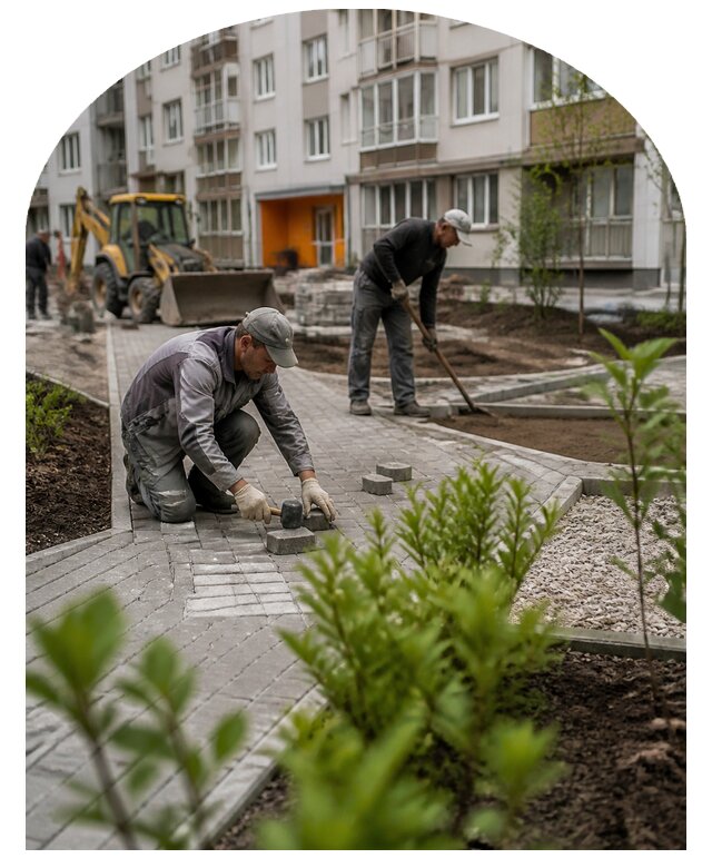 Благоустройство двора многоквартирного дома в Новомосковске